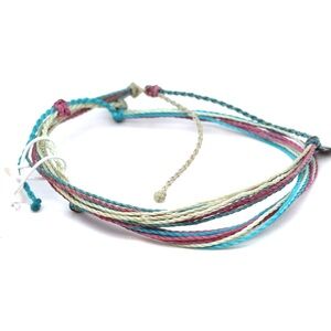 Pura Vida Teal, Pink & Cream Braided Bracelet Set